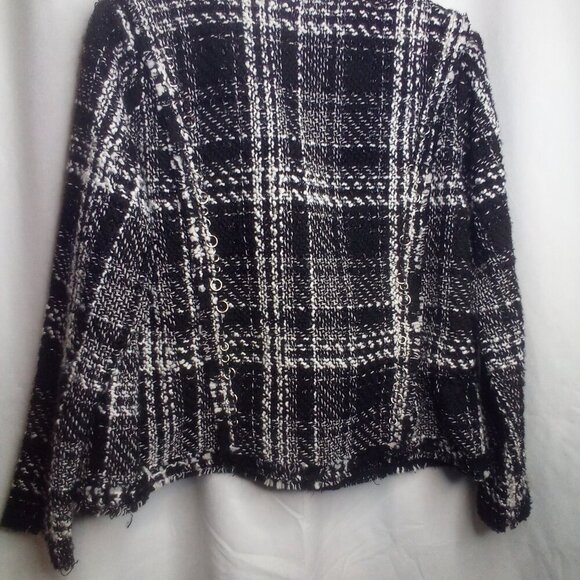 Vanessa Williams Blazer Jacket L Women Fringe Trim Metal Ring Accent Open Front - Picture 5 of 16